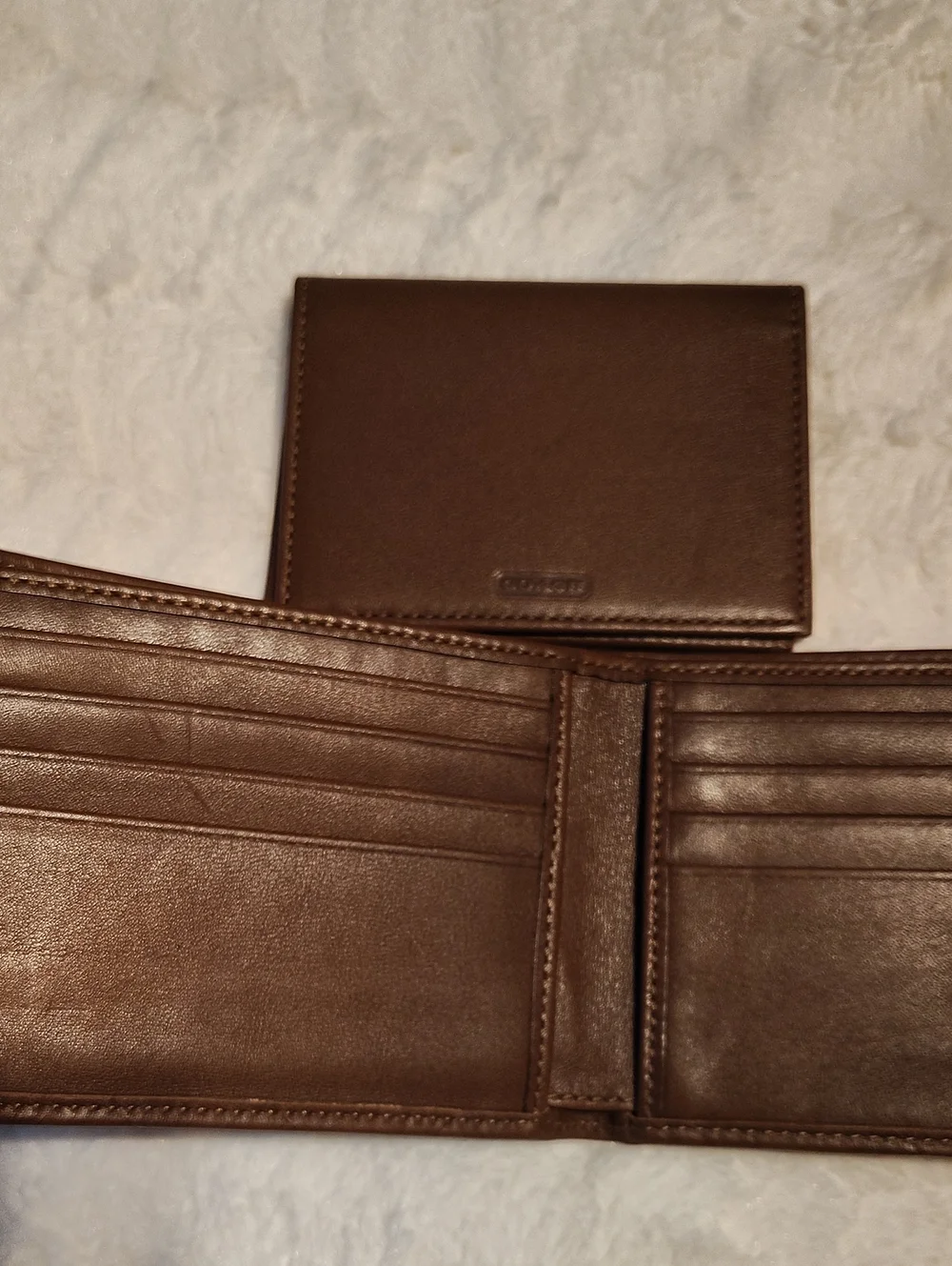 Coach Signature Embossed Leather Card Wallet - Brown